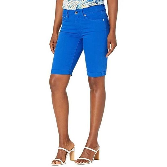 LAUREN Ralph Lauren Women's Sz 12 Blue Mid-Rise Denim Bermuda Shorts $70 - Picture 1 of 1